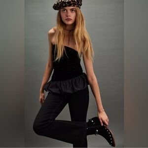 Free People Bubble Bandeau Top Velvet NWT S